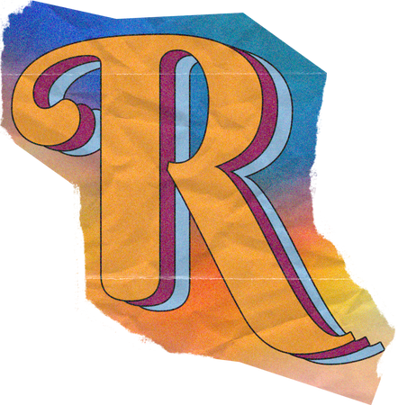 Vibrant Scanned Cutout Letter R